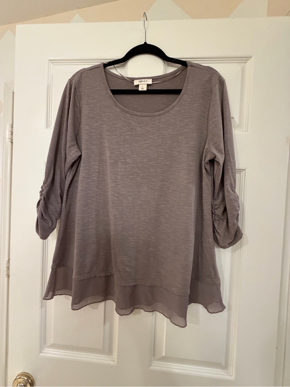 Style & Co. Lavender Gray Scoop Neck Tunic with Chiffon Hem